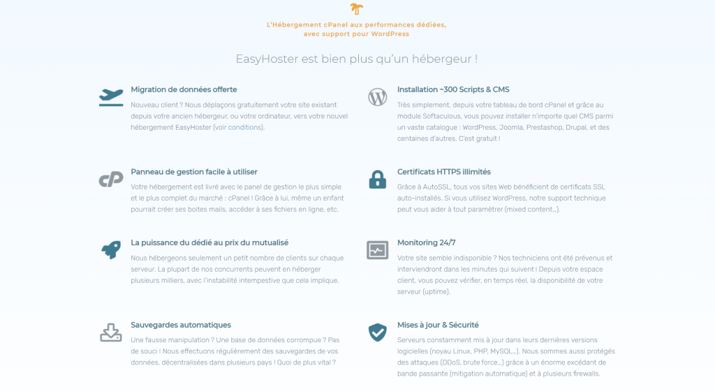 EasyHoster Hébergement web premium WordPress